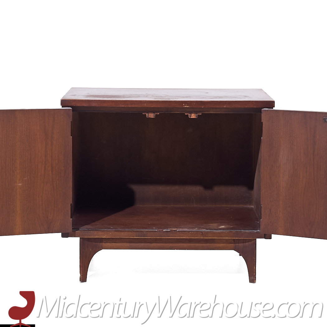 Broyhill Brasilia Mid Century Walnut Commode Nightstands - Pair