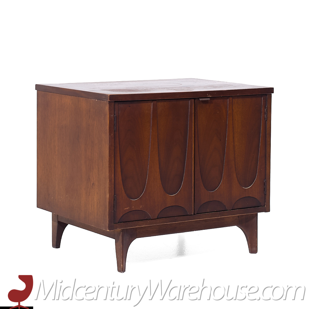 Broyhill Brasilia Mid Century Walnut Commode Nightstands - Pair