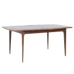 Broyhill Brasilia Mid Century Walnut Expanding Dining Table with 1 Leaf