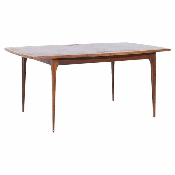 broyhill brasilia mid century walnut expanding dining table with 1 leaf