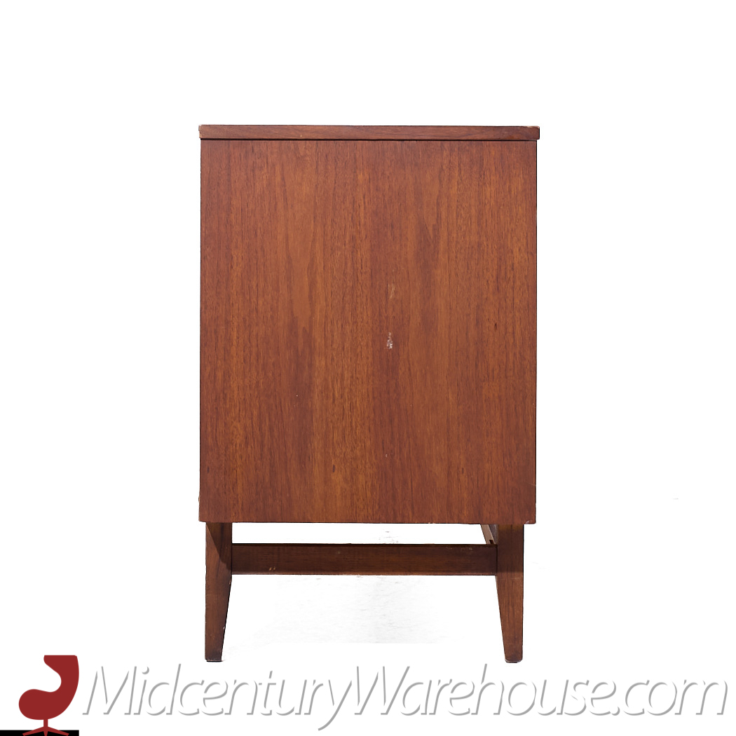 Broyhill Brasilia Mid Century Walnut and Brass 9 Drawer Lowboy Dresser