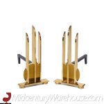 Donald Deskey Style Mid Century Brass Andirons