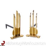 Donald Deskey Style Mid Century Brass Andirons