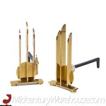 Donald Deskey Style Mid Century Brass Andirons