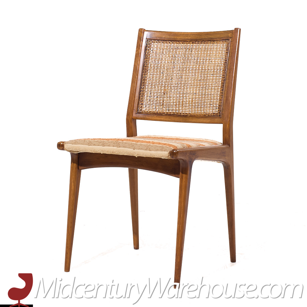 Dux Mid Century Swedish Walnut and Cane Dining Chairs - Set of 6