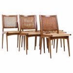 Dux Mid Century Swedish Walnut and Cane Dining Chairs - Set of 6