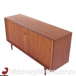 Dux Mid Century Walnut Tambour Door Credenza and Hutch