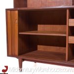 Dux Mid Century Walnut Tambour Door Credenza and Hutch