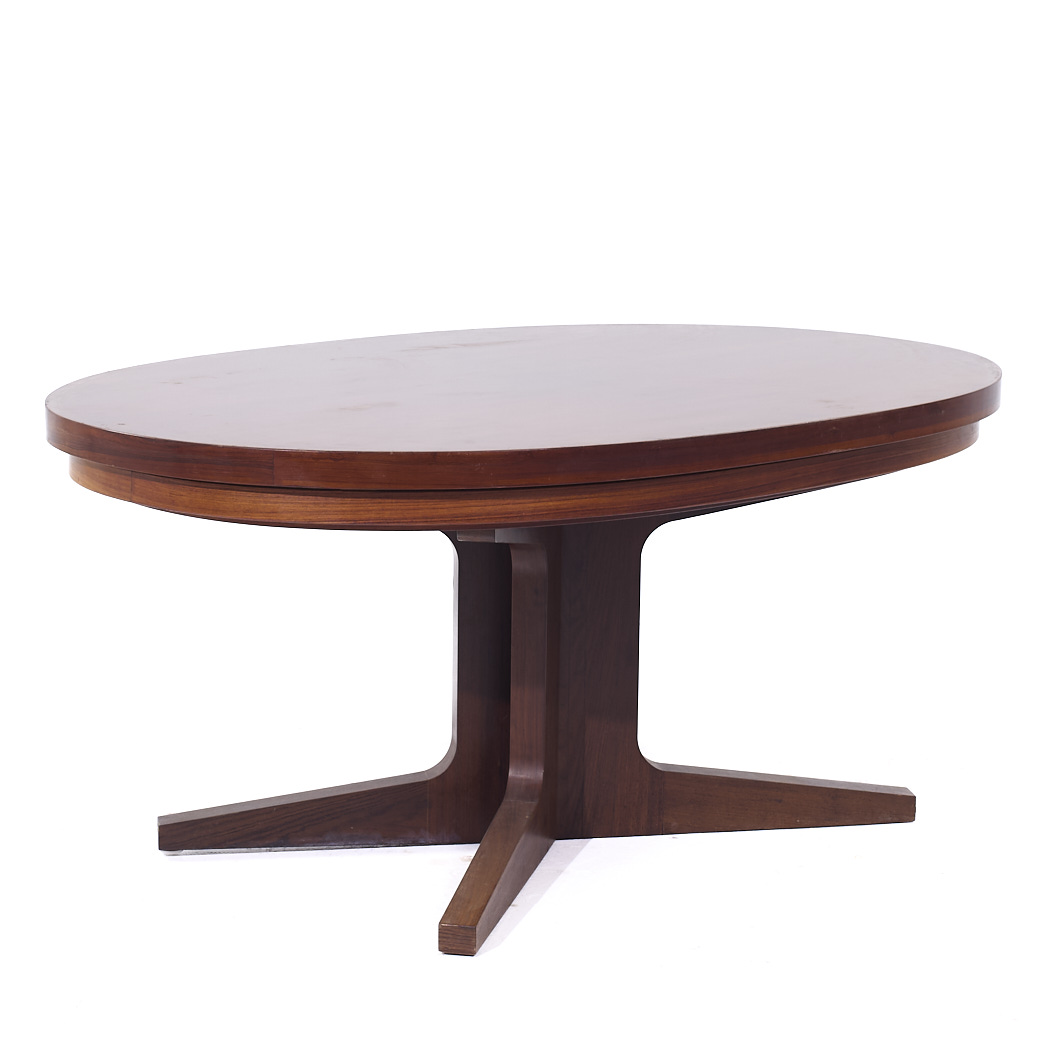 Dyrlund Lotus Mid Century Oval Rosewood Flip-flop Hidden Leaf Dining Table