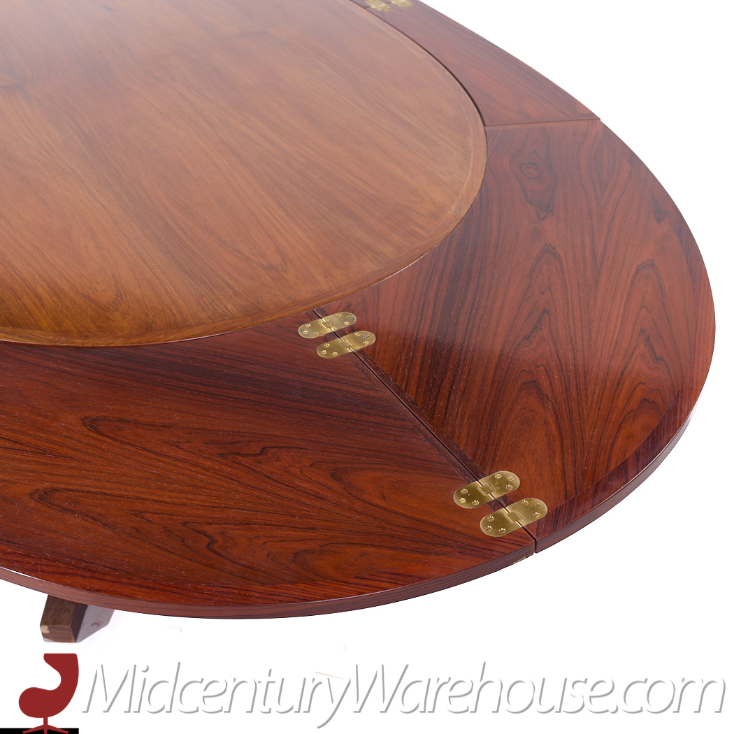 Dyrlund Lotus Mid Century Oval Rosewood Flip-flop Hidden Leaf Dining Table