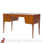 Edward Wormley for Dunbar Model 4725 Mid Century Mahogany and Leather Saber Leg Writing Desk