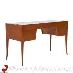 Edward Wormley for Dunbar Model 4725 Mid Century Mahogany and Leather Saber Leg Writing Desk