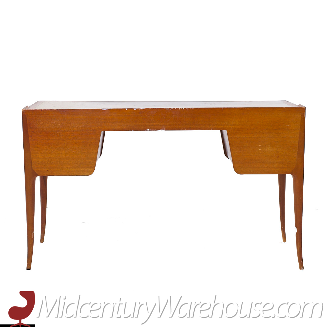 Edward Wormley for Dunbar Model 4725 Mid Century Mahogany and Leather Saber Leg Writing Desk