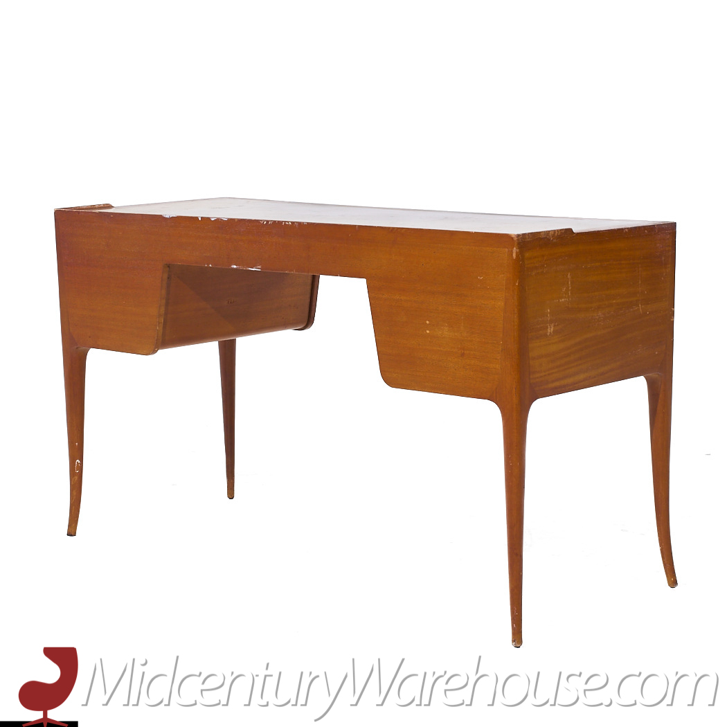 Edward Wormley for Dunbar Model 4725 Mid Century Mahogany and Leather Saber Leg Writing Desk