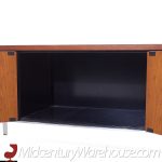 George Nelson Style Mid Century Walnut and Chrome File Credenza