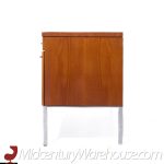 George Nelson Style Mid Century Walnut and Chrome File Credenza