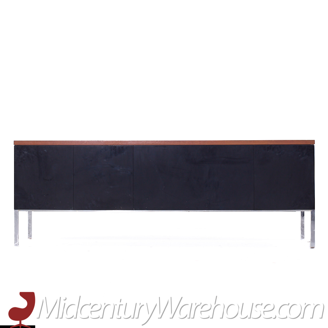 George Nelson Style Mid Century Walnut and Chrome File Credenza