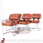 Guido Faleschini for Mariani Tucroma Mid Century Leather and Chrome Dining Chairs - Set of 6