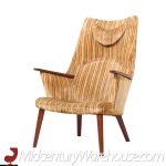 Hans Wegner for Ap Stolen Ap-28 Mid Century Danish Oak Mama Bear Lounge Chair