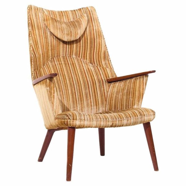 hans wegner for ap stolen ap-28 mid century danish oak mama bear lounge chair