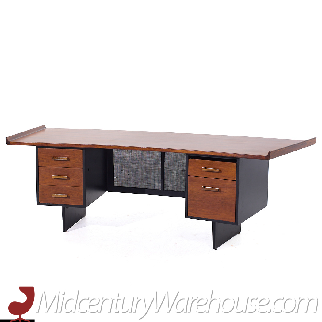 Harvey Probber Mid Century Rosewood Curved Executive Desk