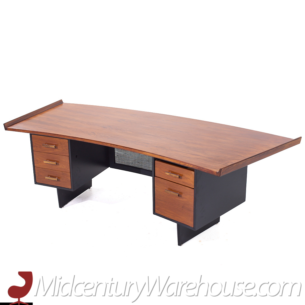 Harvey Probber Mid Century Rosewood Curved Executive Desk