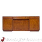 John Widdicomb Mid Century Burlwood and Brass Executive Desk