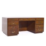 John Widdicomb Mid Century Burlwood and Brass Executive Desk