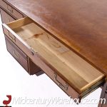 John Widdicomb Mid Century Burlwood and Brass Executive Desk