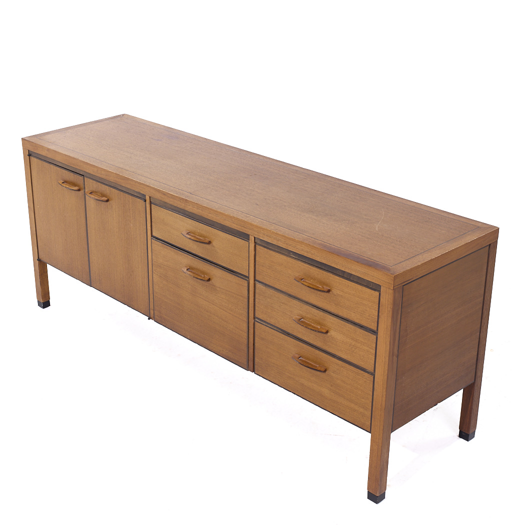 Kipp Stewart for Calvin Furniture Directional Mid Century Walnut Banded Credenza