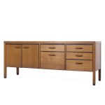 Kipp Stewart for Calvin Furniture Directional Mid Century Walnut Banded Credenza