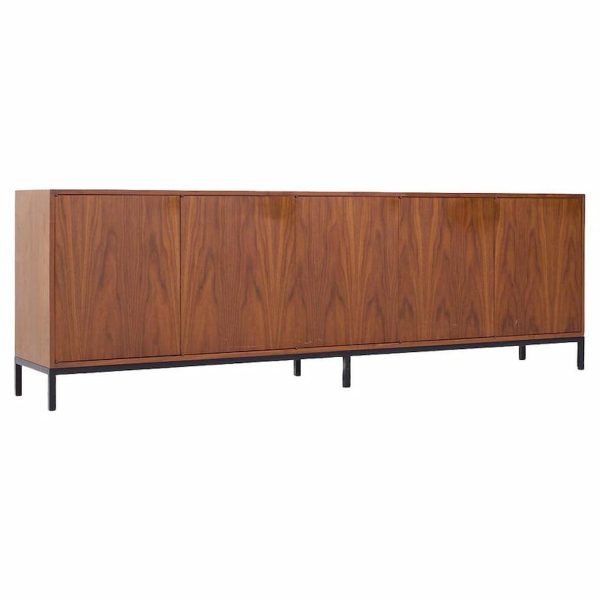 Knoll Style Mid Century Walnut Long Credenza