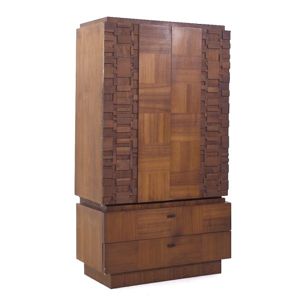 Lane Brutalist Mid Century Walnut Armoire