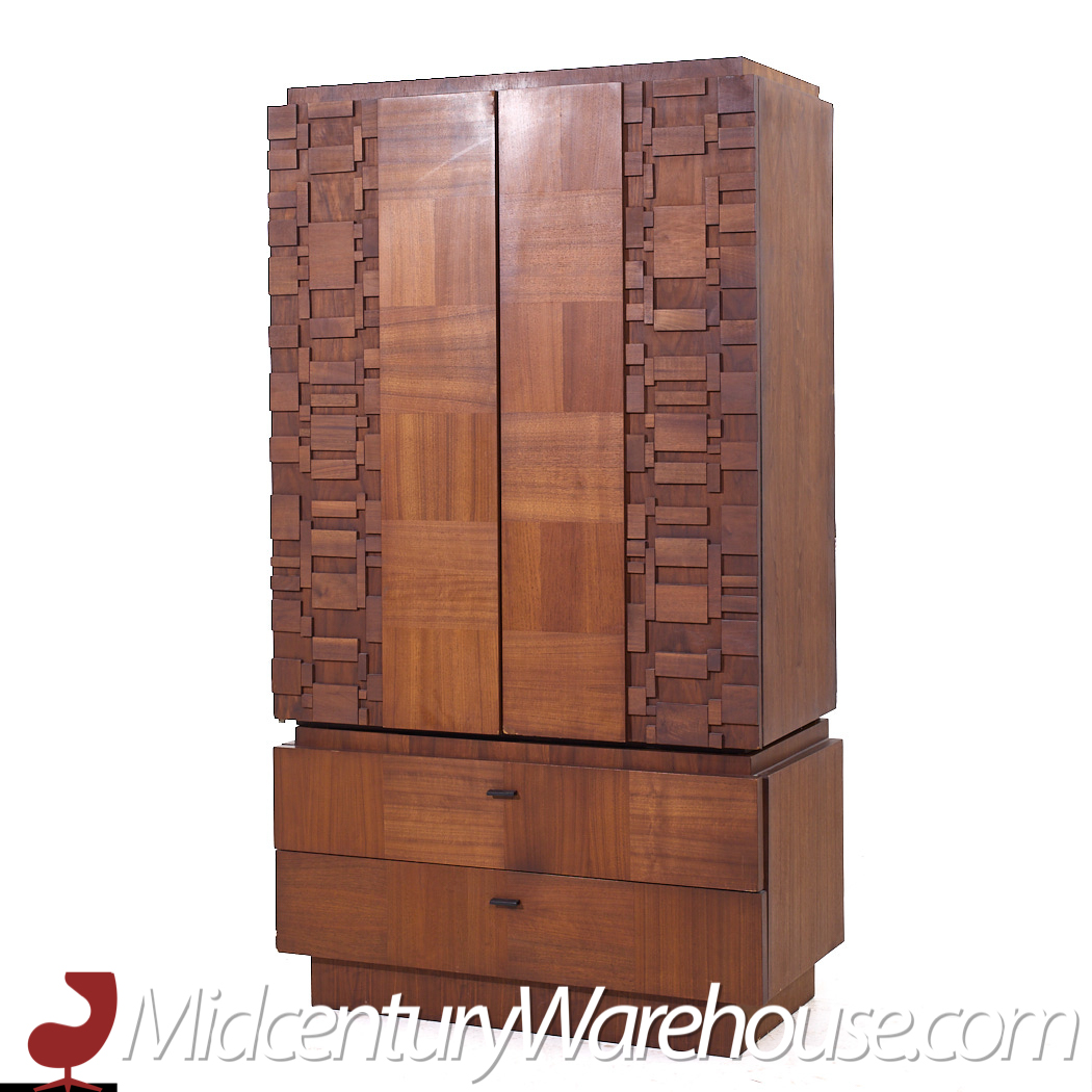 Lane Brutalist Mid Century Walnut Armoire