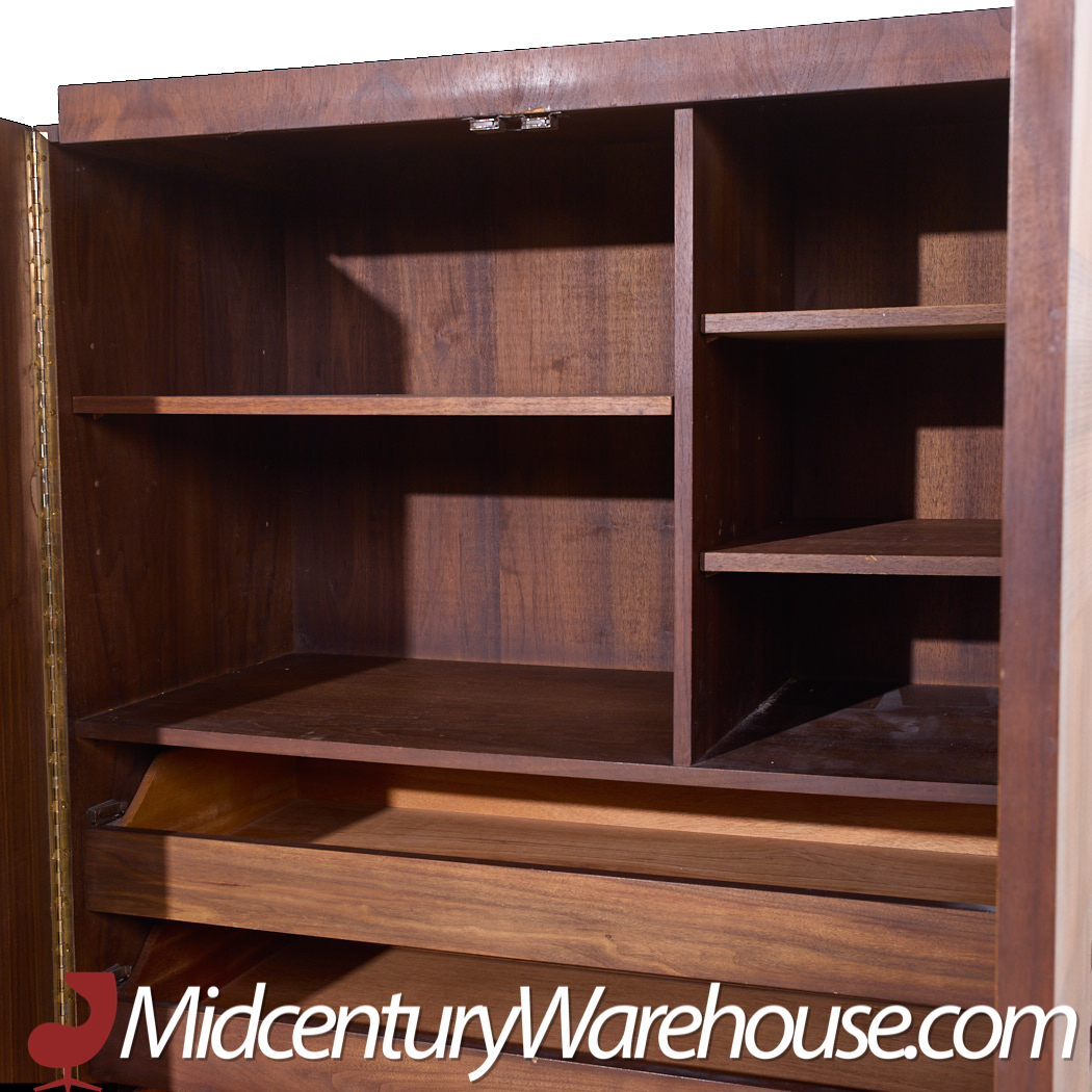 Lane Brutalist Mid Century Walnut Armoire