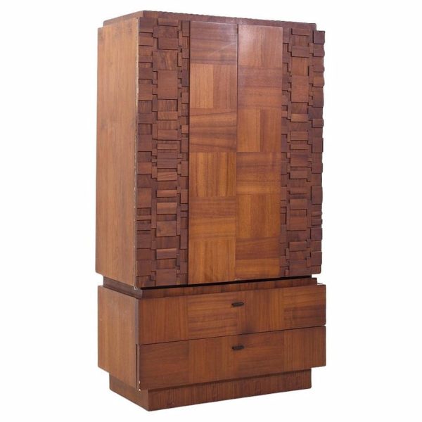 lane brutalist mid century walnut armoire