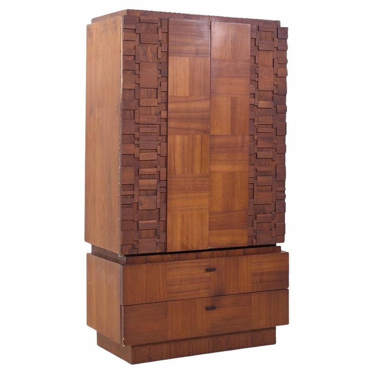 Lane Brutalist Mid Century Walnut Armoire