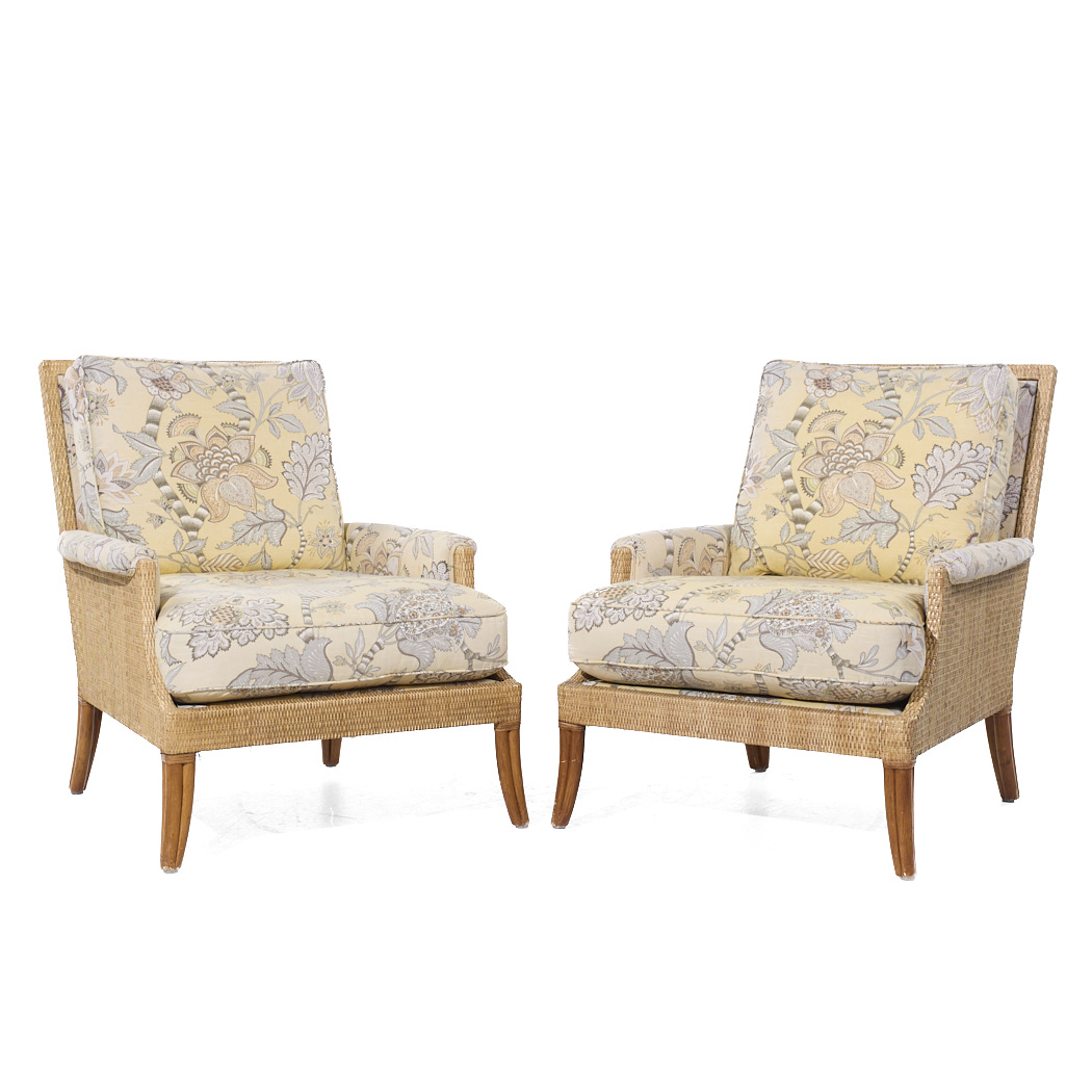 Mcguire Umbria Mid Century Rattan and Wicker Lounge Chairs - Pair