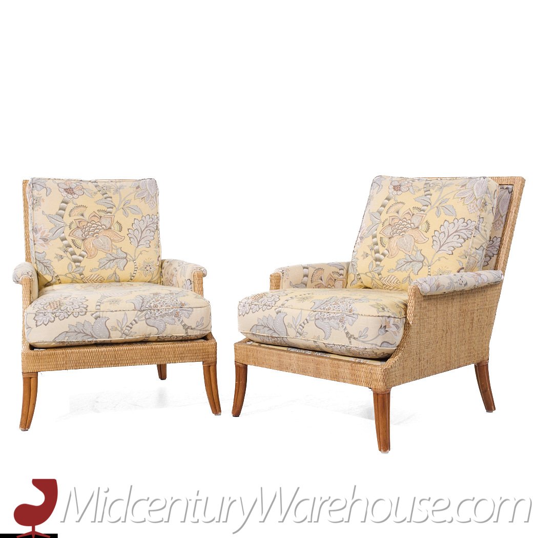 Mcguire Umbria Mid Century Rattan and Wicker Lounge Chairs - Pair