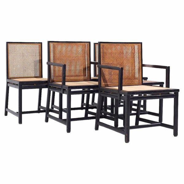 michael taylor for baker mid century cane dining chairs - set of 6