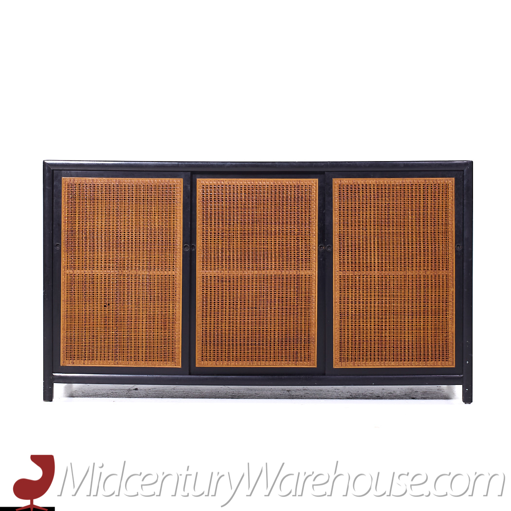 Michael Taylor for Baker Mid Century Ebonized Cane Front Credenza