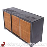 Michael Taylor for Baker Mid Century Ebonized Cane Front Credenza