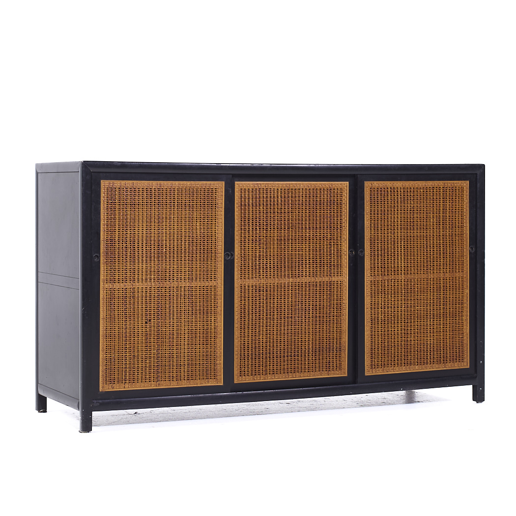 Michael Taylor for Baker Mid Century Ebonized Cane Front Credenza