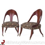 Michael Taylor for Baker Mid Century Mahogany Spoon Back Chairs - Pair