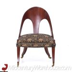 Michael Taylor for Baker Mid Century Mahogany Spoon Back Chairs - Pair