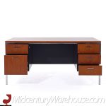 Mid Century Walnut and Chrome Executive Desk