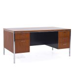 Mid Century Walnut and Chrome Executive Desk