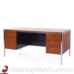 Mid Century Walnut and Chrome Executive Desk