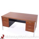 Mid Century Walnut and Chrome Executive Desk