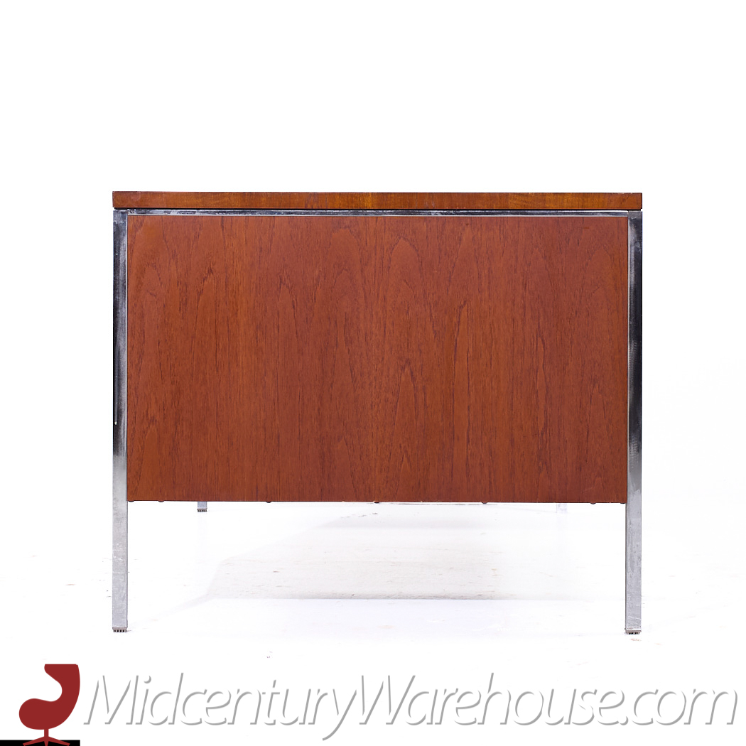 Mid Century Walnut and Chrome Executive Desk